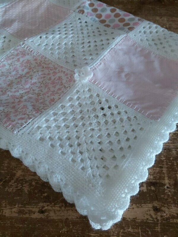 Manta ganchillo patchwork hecha a mano