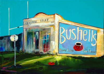 FOOTY BY THE OLD SHOP - The original painting