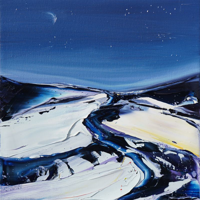 NIGHT SKIING - The original painting