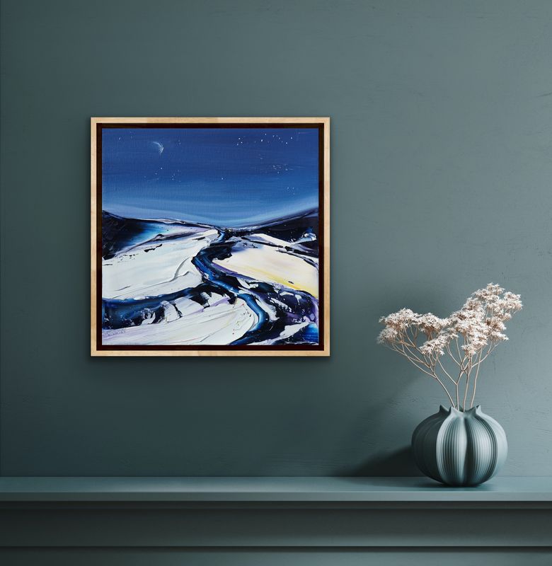 NIGHT SKIING - The original painting