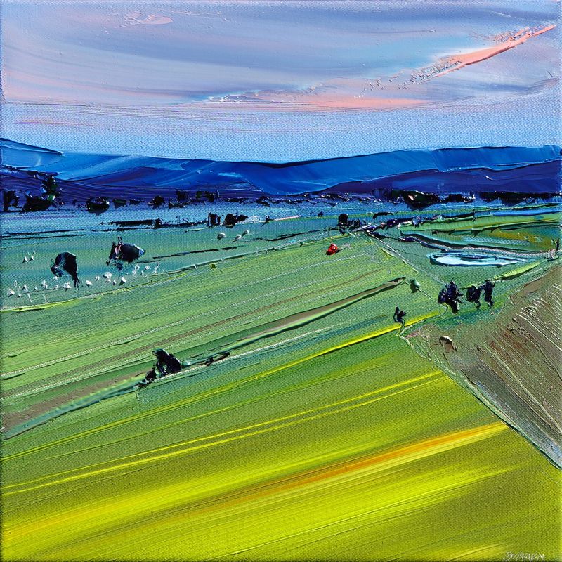 PARAGLIDER'S VIEW OF THE FARM - The original painting