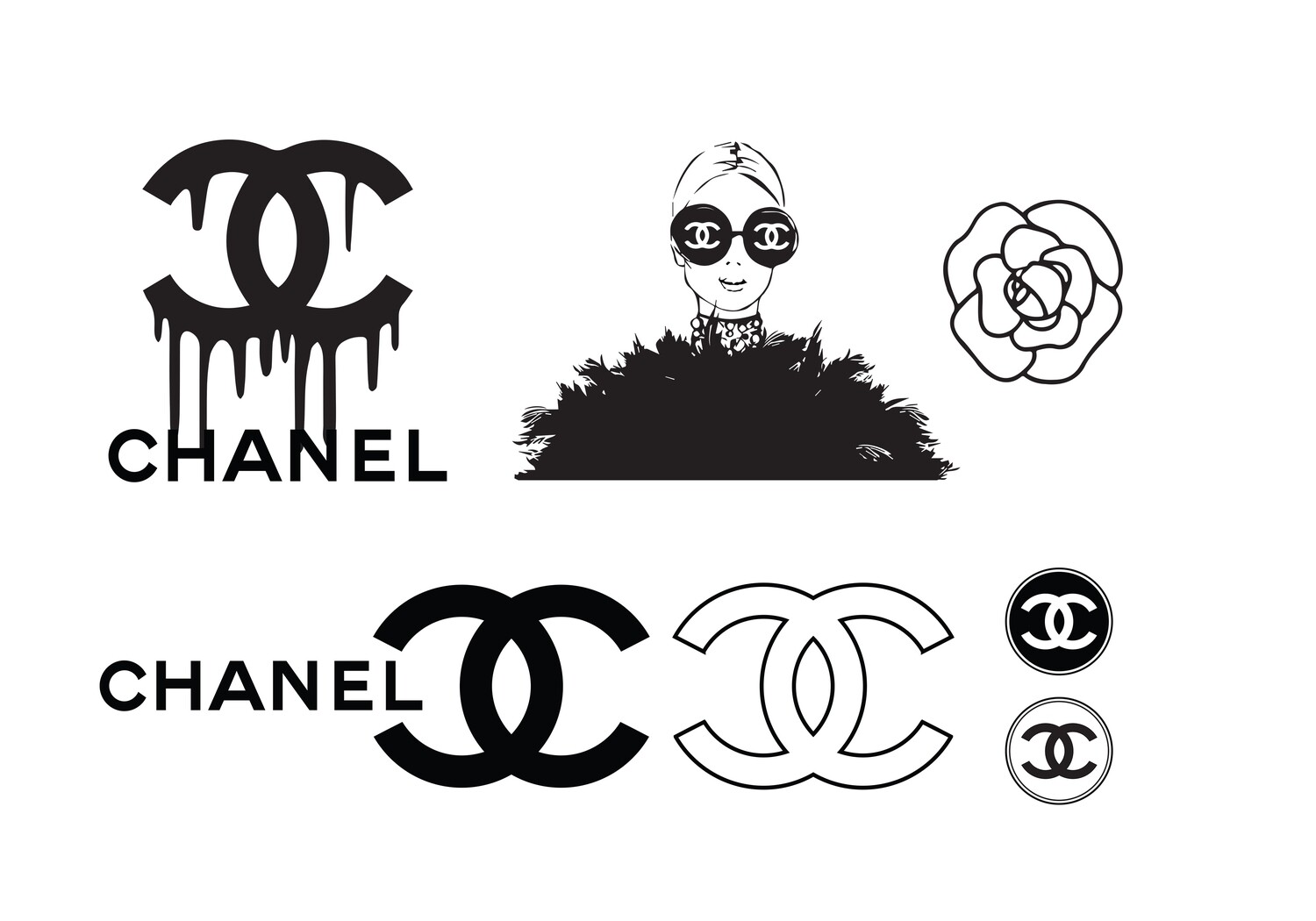 Chanel Logos and Drawings Bundle Digital, Printable, SVG, Bundle, Cutfile, Cricut, HIGH QUALITY, Free for Use