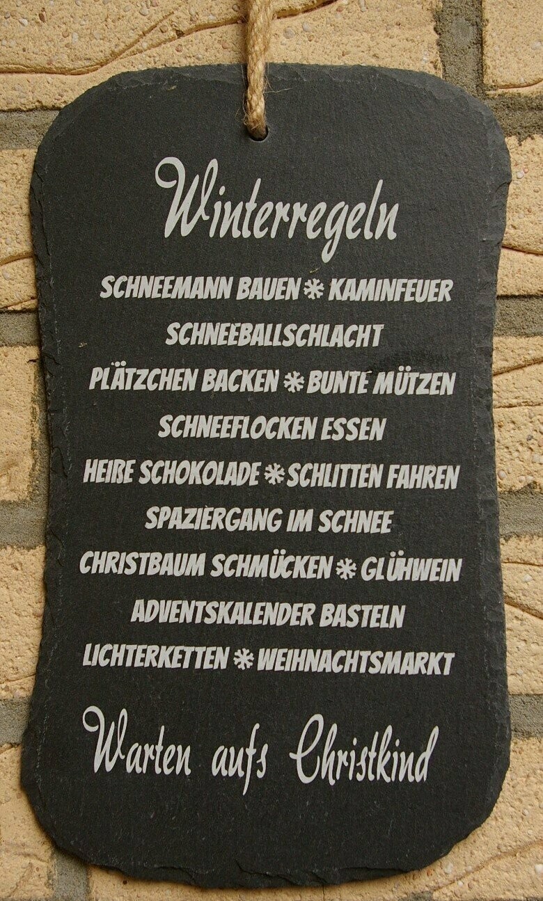 Schiefertafel "Winterregeln"