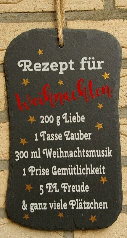 Schiefertafel "Rezept für Weihnachten"