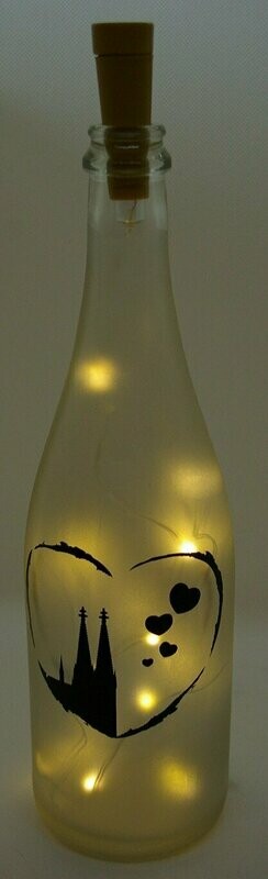 Leuchtflasche mit LED-Lichterkorken "Dom im Herzen"