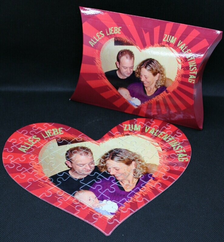 Puzzle in Herzform mit Geschenkverpackung