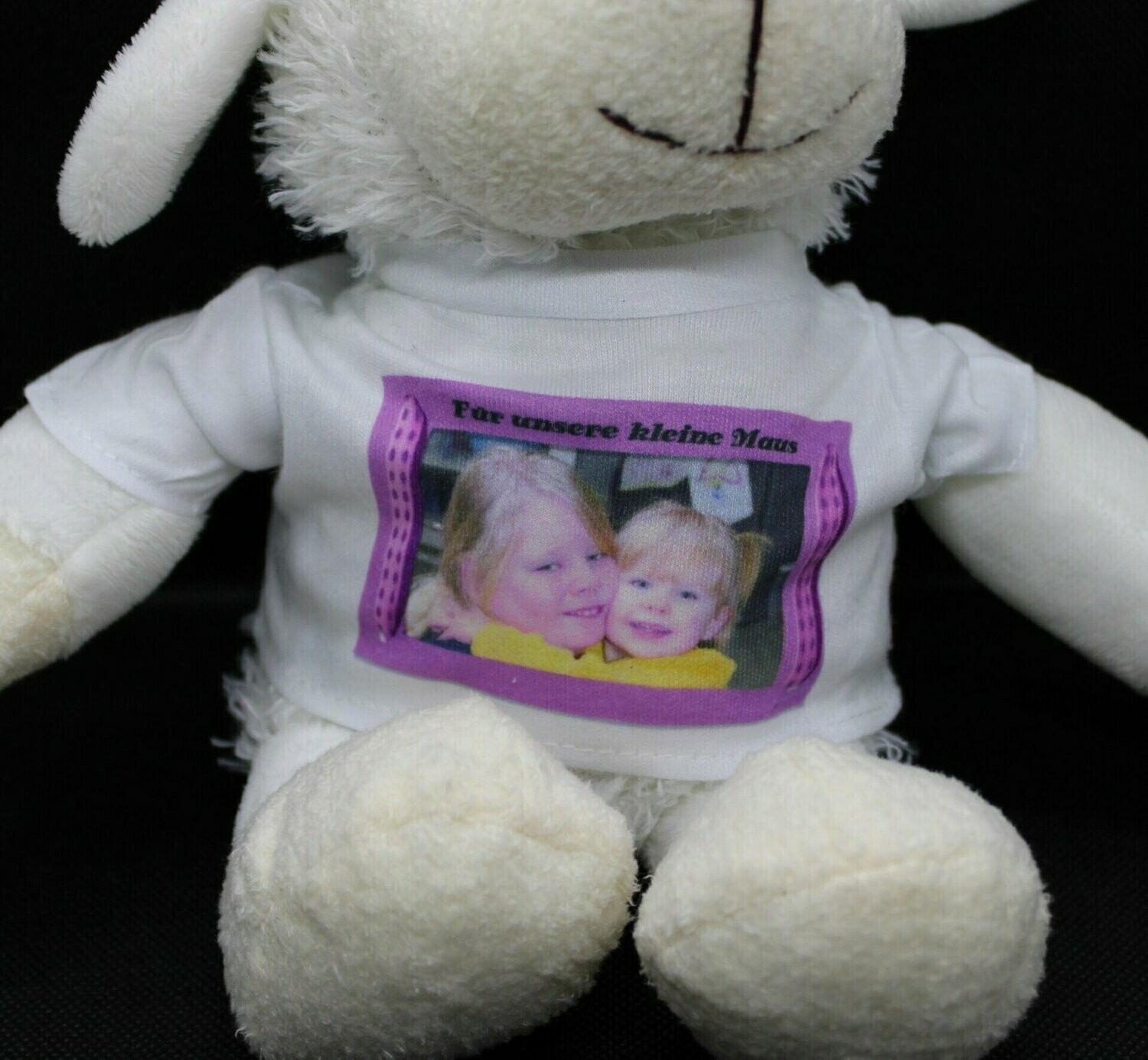 Stofftier Schaf mit Ihrem Foto auf dem Shirt
