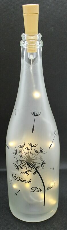 Leuchtflasche mit LED-Lichterkorken "Wünsch Dir Was"