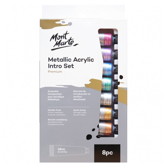 Mont Marte Metallic Acrylic Paint Intro Set Premium 8pc x 18ml
