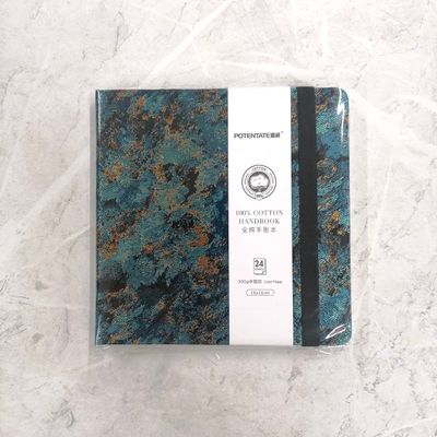 Potentate 300gsm, 100% Cotton Cold-Pressed Watercolour Book, 16x16 cm (Dark Blue/ Turquoise)