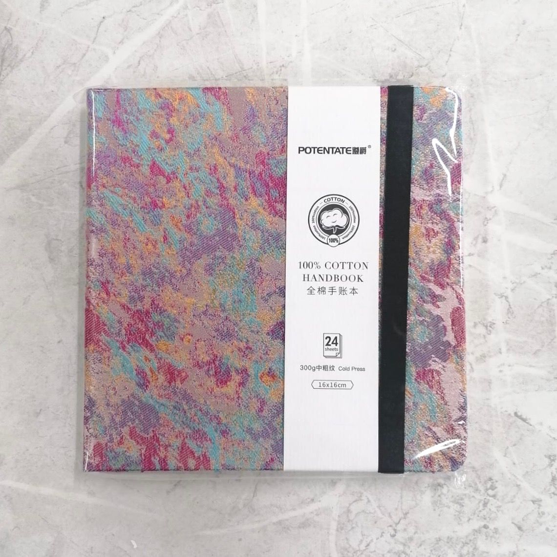 Potentate 300gsm, 100% Cotton Cold-Pressed Watercolour Book, 16x16 cm (Purple/ Pink)