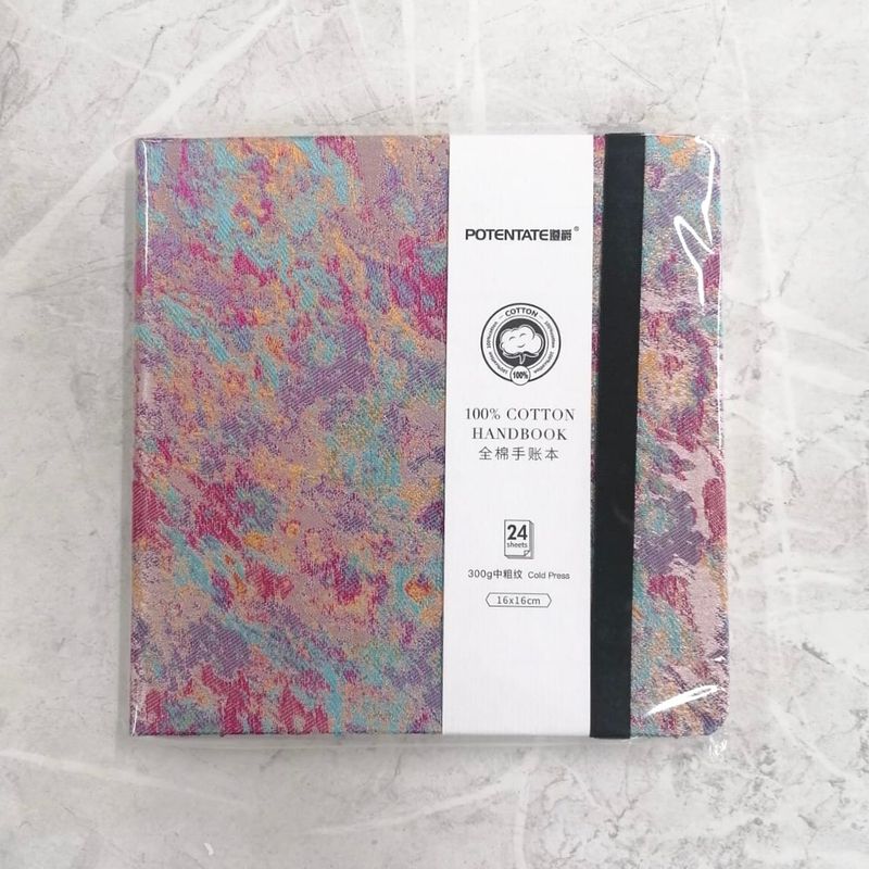 Potentate 300gsm, 100% Cotton Cold-Pressed Watercolour Book, 16x16 cm (Purple/ Pink)