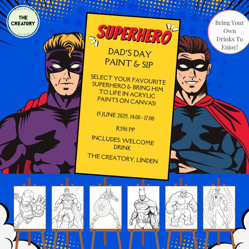 Superhero Dad&#39;s Day Paint &amp; Sip: 15 June 2025