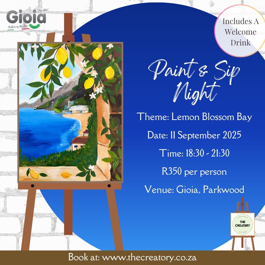 Paint &amp; Sip Night: Lemon Blossom Bay - 11 Sept 2025 - Gioia Trattoria, Parkwood