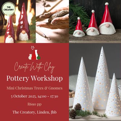 Pottery Workshop: Mini Christmas Trees &amp; Gnomes - 5 October 2025