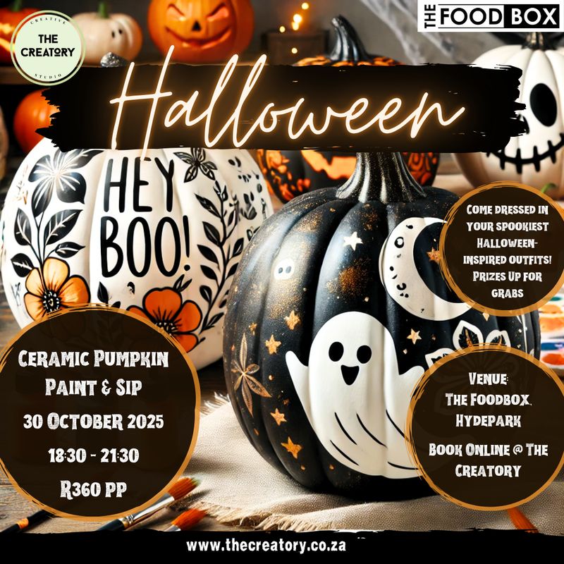 Halloween Ceramic Pumpkin Paint &amp; Sip: 30 October 2025 - The Food Box Hyde Park
