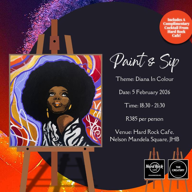 Paint &amp; Sip Night: Diana In Colour - 5 February 2026 - Hard Rock Cafe, JHB