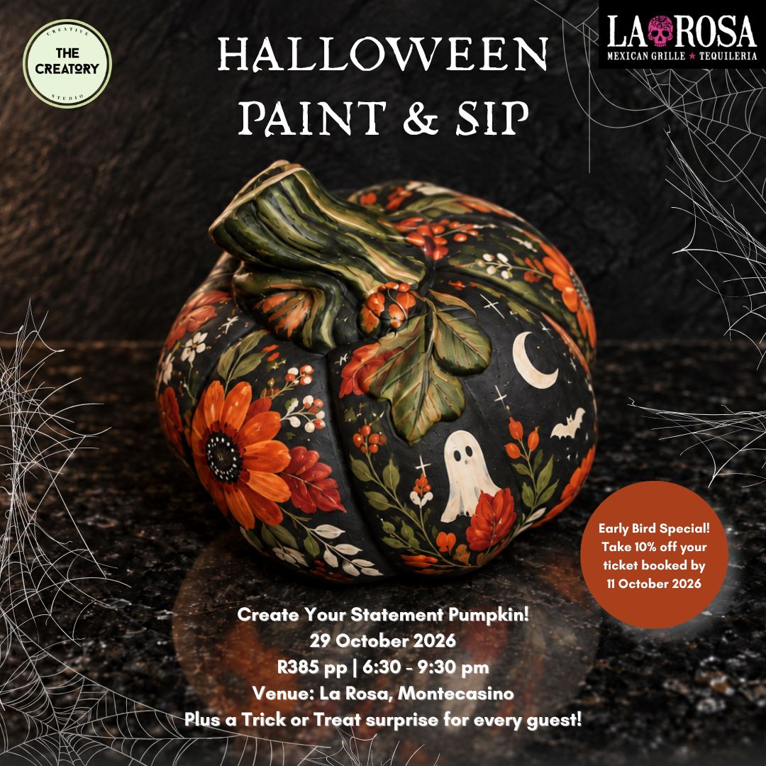 Halloween Pumpkin Paint &amp; Sip: 29 October 2026 - La Rosa Montecasino