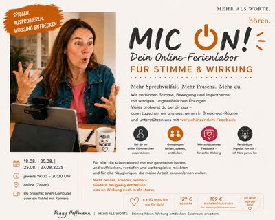 Online-Intensivkurs für Resonanz, Wirkung & Sprechstimme Online-Intensivkurs für Resonanz, Wirkung & Sprechstimme