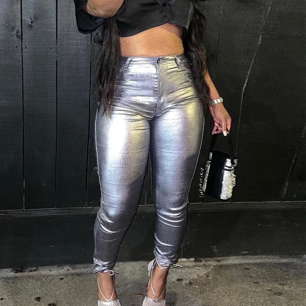 Silver Metallic Pants