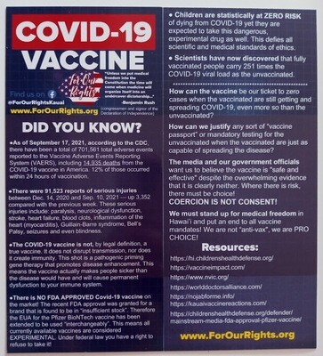 COVID Vaccine Facts Info Cards