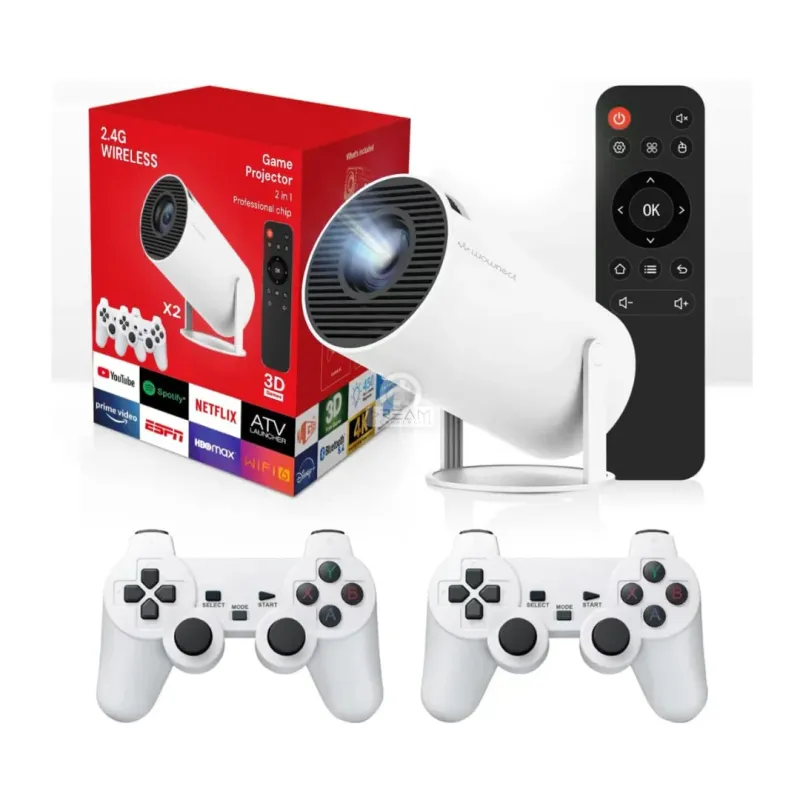Gamepad F300 Smart Android Portable Projector with Built-in Games and Two Controllers