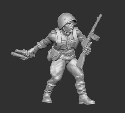 Soviet Soldier with Grenade 001 - 1/56 Scale