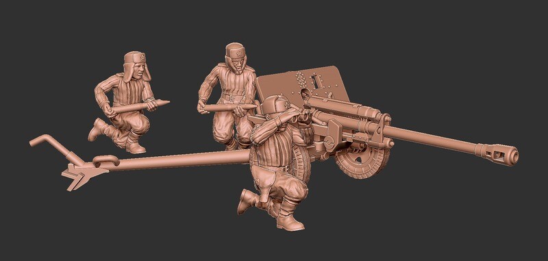 Soviet Winter ZiS3 with Crew  - 1/56 Scale