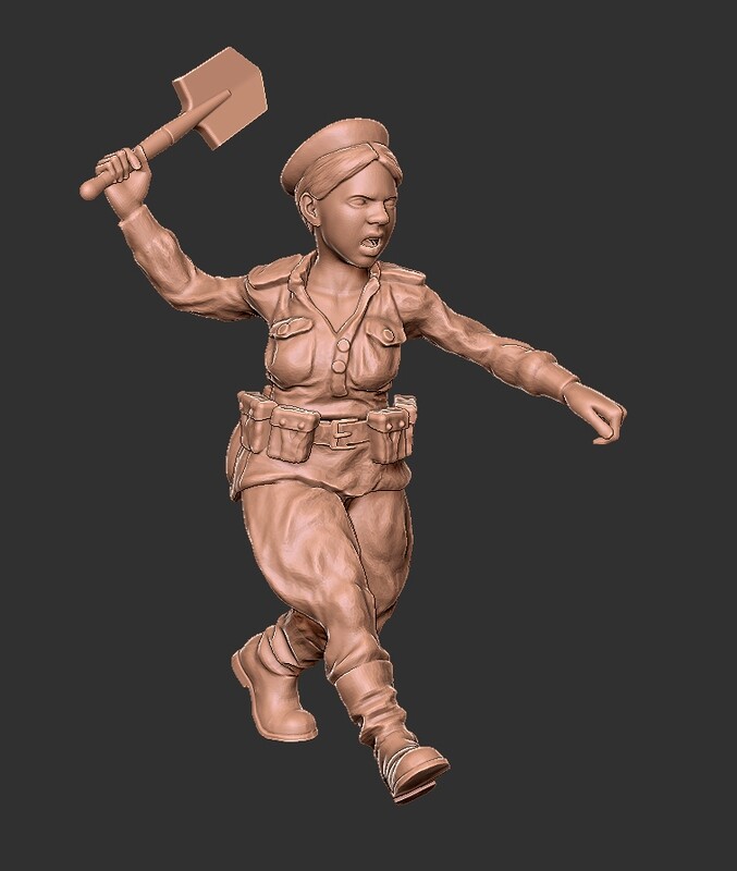 Soviet Woman with Shovel - 1/56 Scale