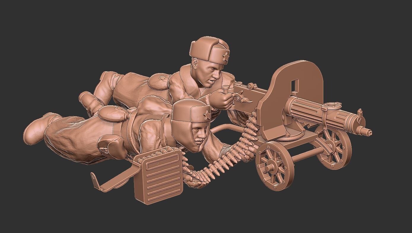 Soviet Winter Maxim Gun - 1/56 Scale