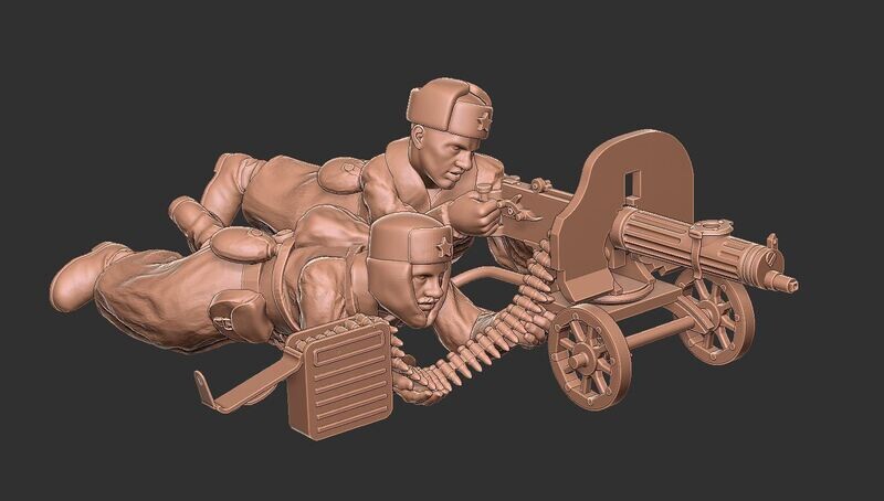 Soviet Winter Maxim Gun - 1/56 Scale