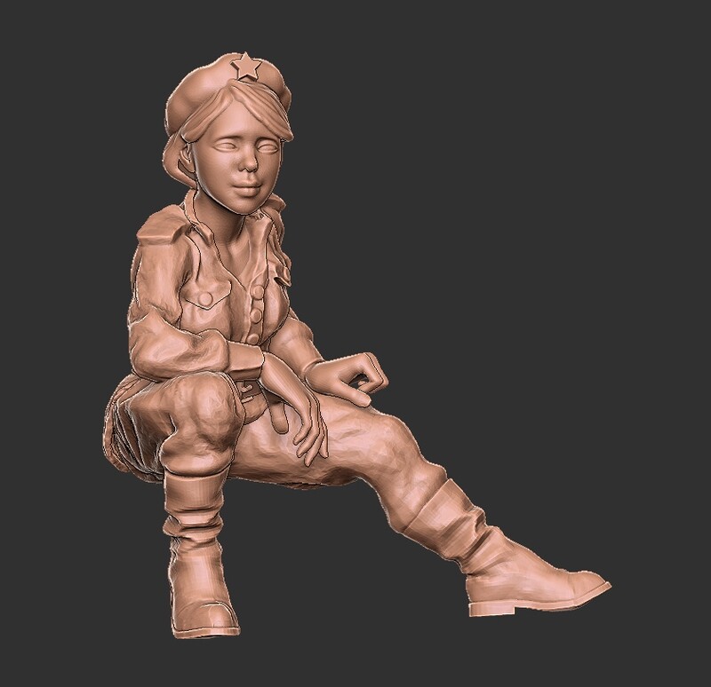 Soviet Woman Sitting - 1/48 Scale