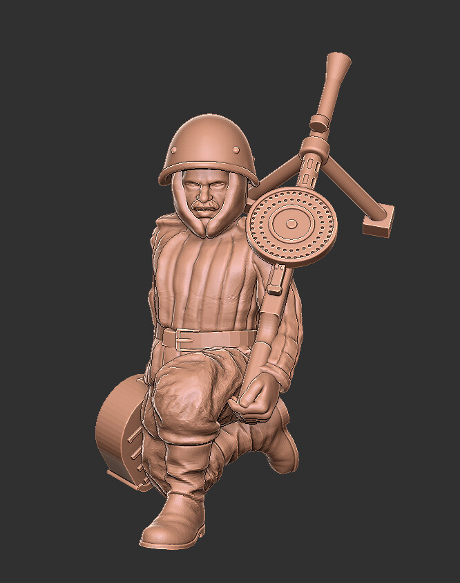Soviet Soldier with Degtyaryov 001 - 1/56 Scale