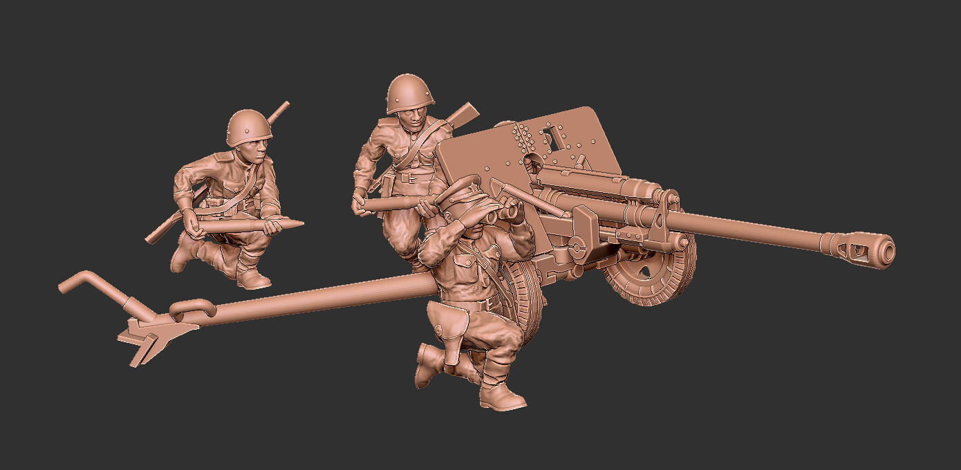 Soviet ZiS3 with Crew - 1/48 Scale