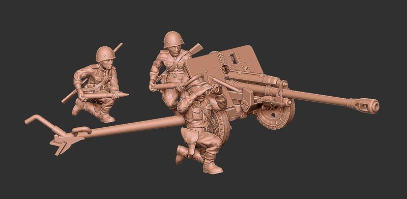 Soviet ZiS3 with Crew - 1/56 Scale