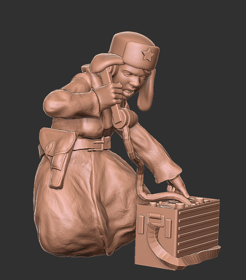 Soviet Winter Woman with Radio 002 - 1/56 Scale