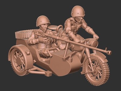 Soviet Motorbike with PTRD-41 Sidecar - 1/56 Scale