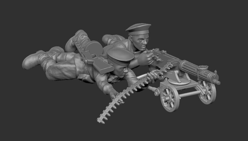 Soviet Marine Maxim Gun - 1/56 Scale