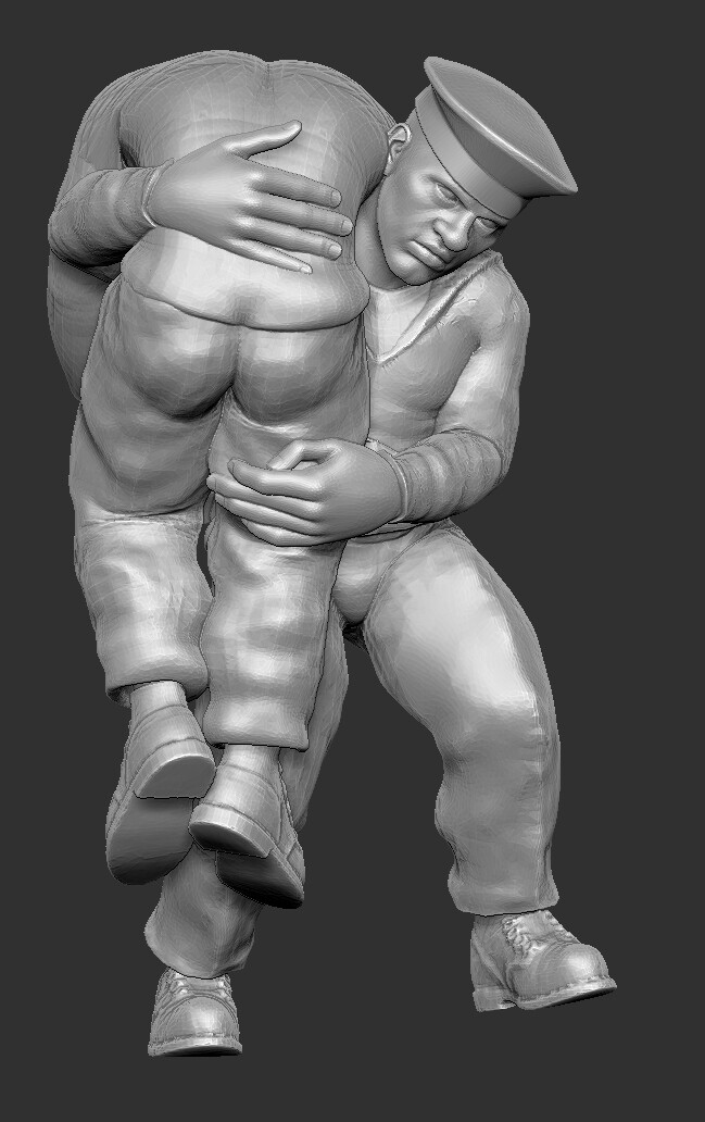 Soviet Marine Carrying Wounded Soldier - 1/56 Scale