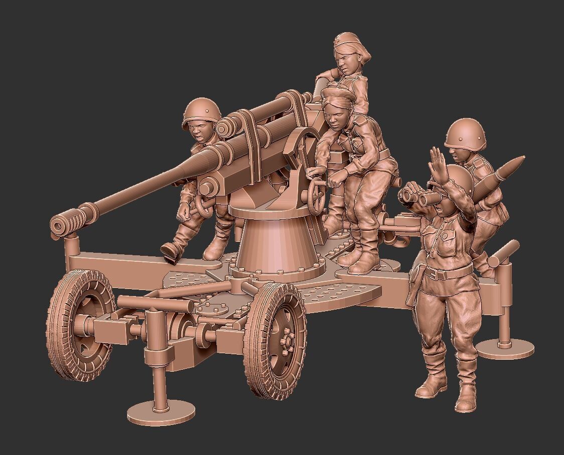 Soviet 52-K Anti Aircraft Gun with Crew - 1/48 Scale