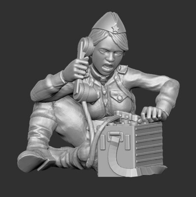 Soviet Woman Soldier with Radio - 1/56 Scale