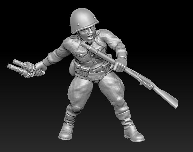 Soviet Soldier with Grenade 002 - 1/48 Scale