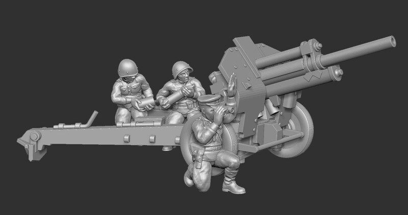 Soviet M-30 Howitzer with Crew  - 1/56 Scale