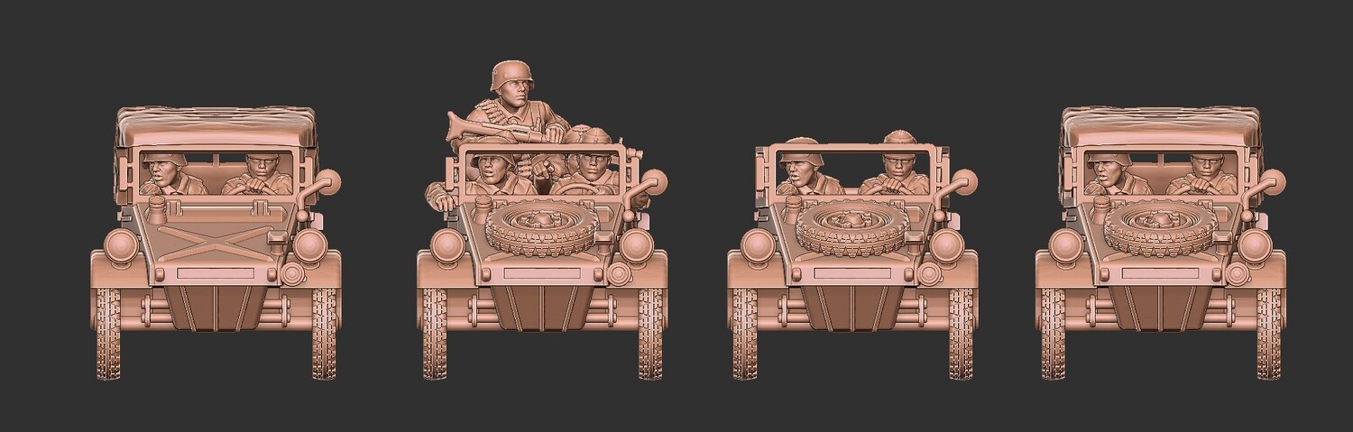 German Kubelwagen with Crew - 1/56 Scale