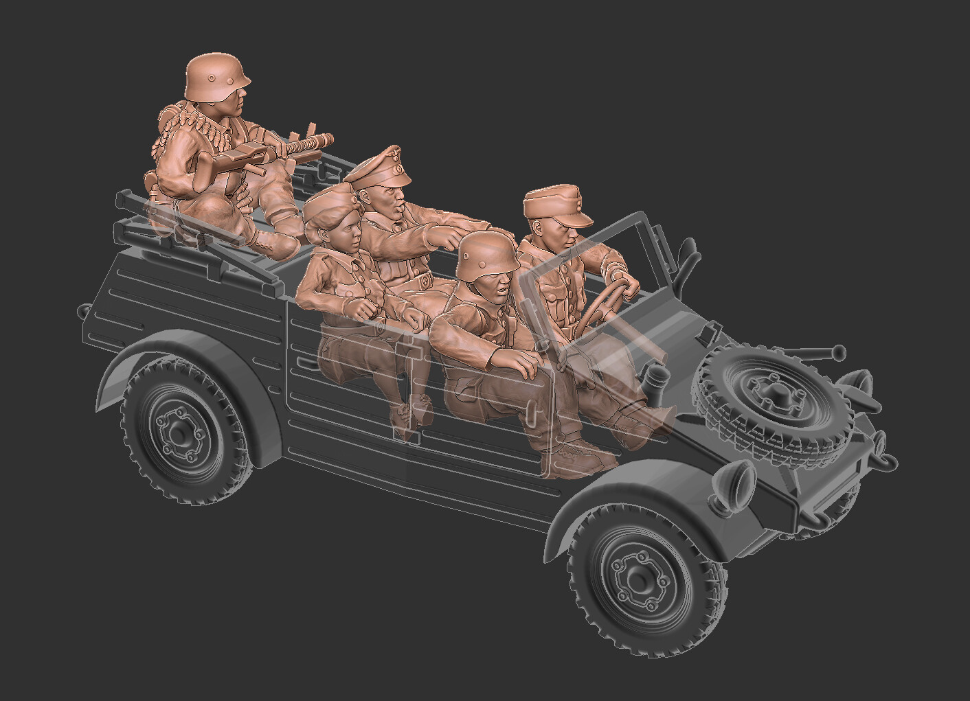 German Kubelwagen Crew 002 - 1/48 Scale