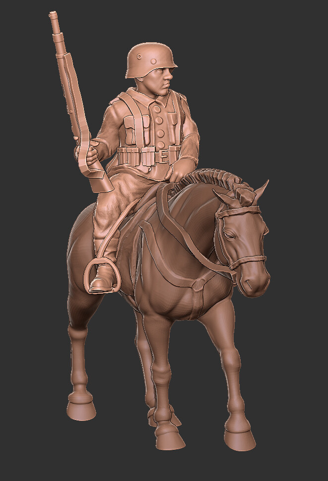 German Soldier on Horse - 1/56 Scale