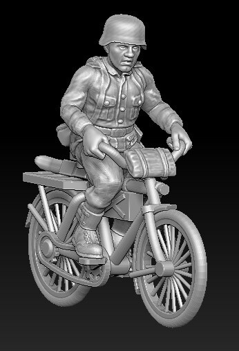 German on Bike (4)  - 1/56 Scale