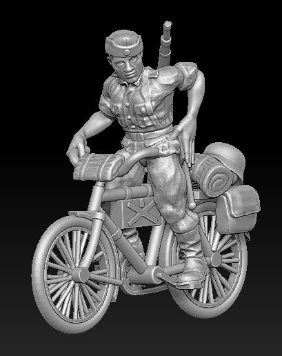 German on Bike (10)  - 1/56 Scale