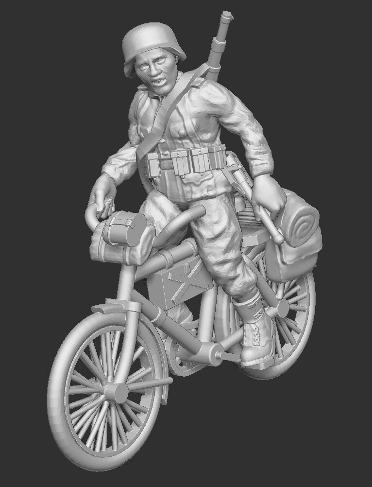 German on Bike (14)  - 1/56 Scale