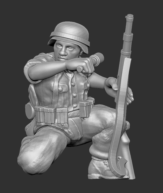 German Soldier with Grenade  - 1/56 Scale